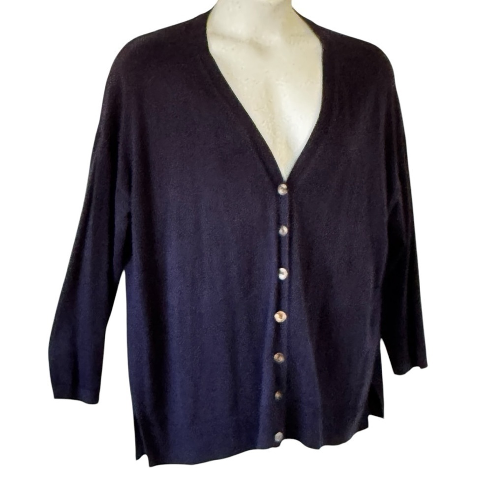 Talbots Navy Blue Cardigan has Dropped Shoulder Dolman Sleeve Women's 2X Petite